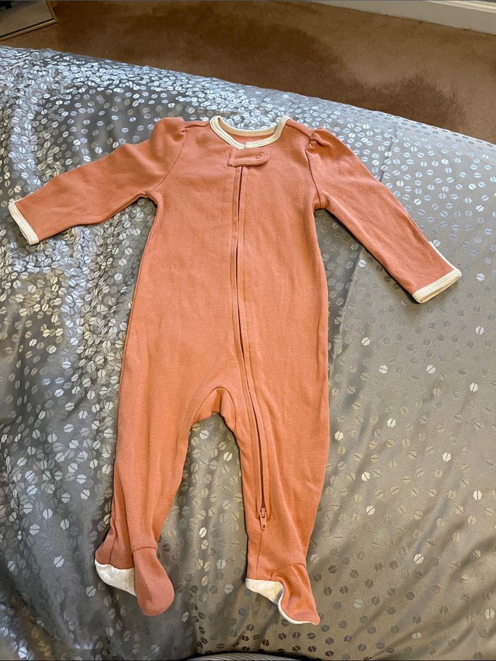 cloud island Rusty Rose Footed One-Piece with Cream Trim
